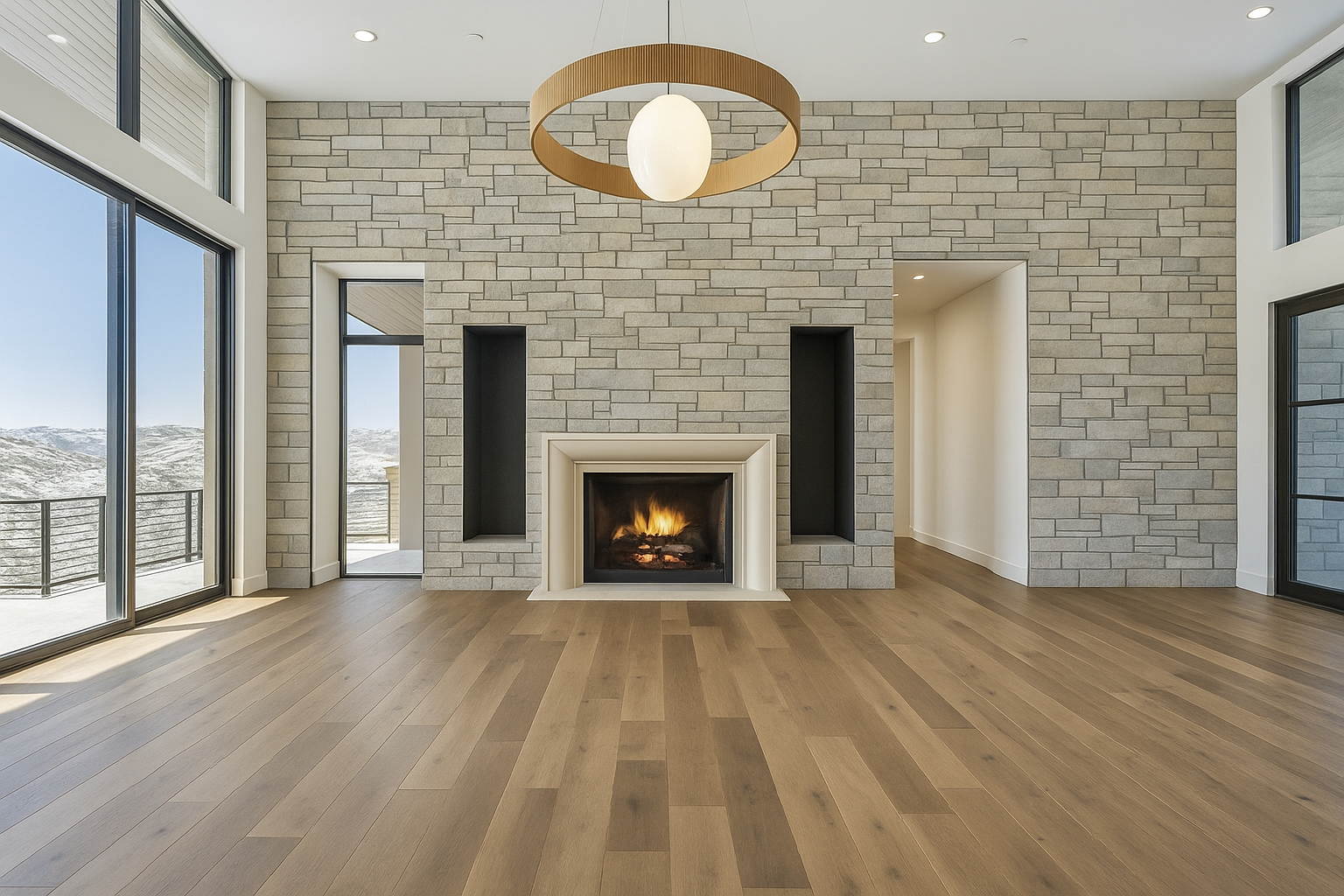 Newly installed hardwood flooring