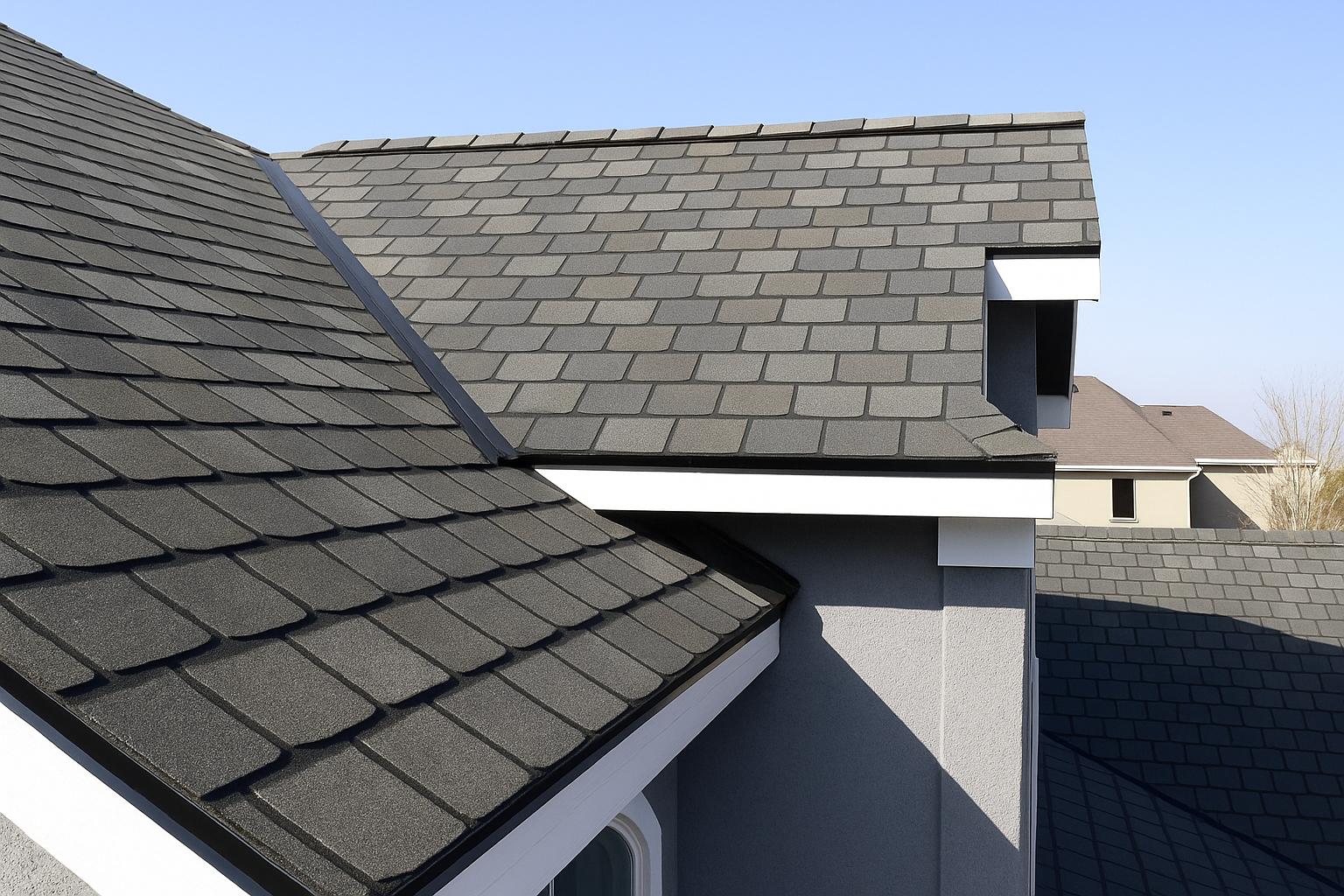 Professional roofer installing new shingles